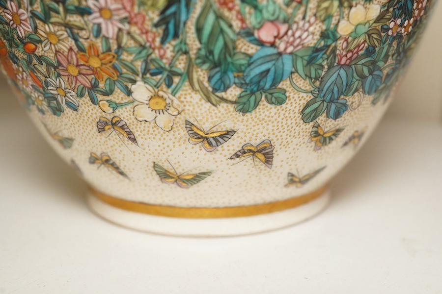 A fine Japanese Satsuma ‘millefleur’ three piece teaset, by Kinkozan, Meiji period